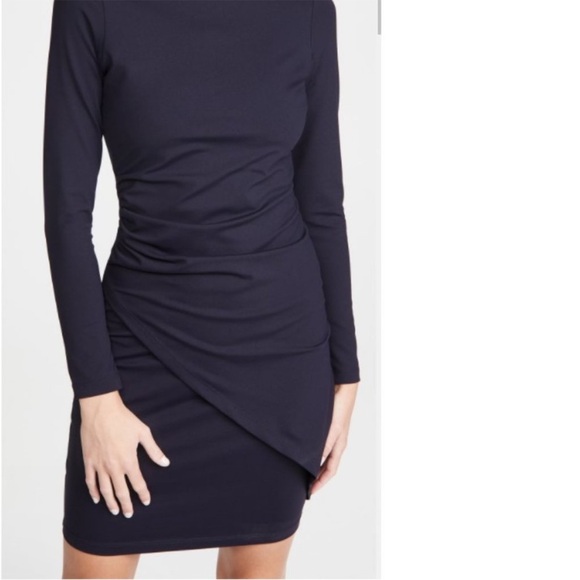 SUSANA MONACO MOCK NECK OVERLAP GATHERED DRESS - Picture 3 of 8